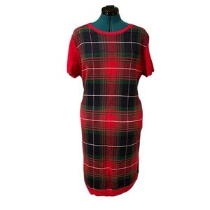 Tommy Hilfiger Red Plaid Sweater Dress